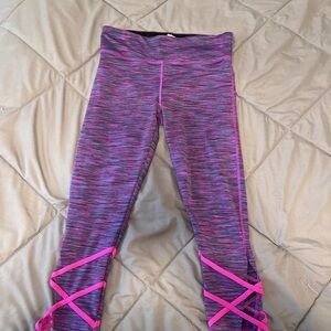VOGO Athletica Girls Leggings – Size M (10–12) – Pink Criss-Cross Ankle Detail